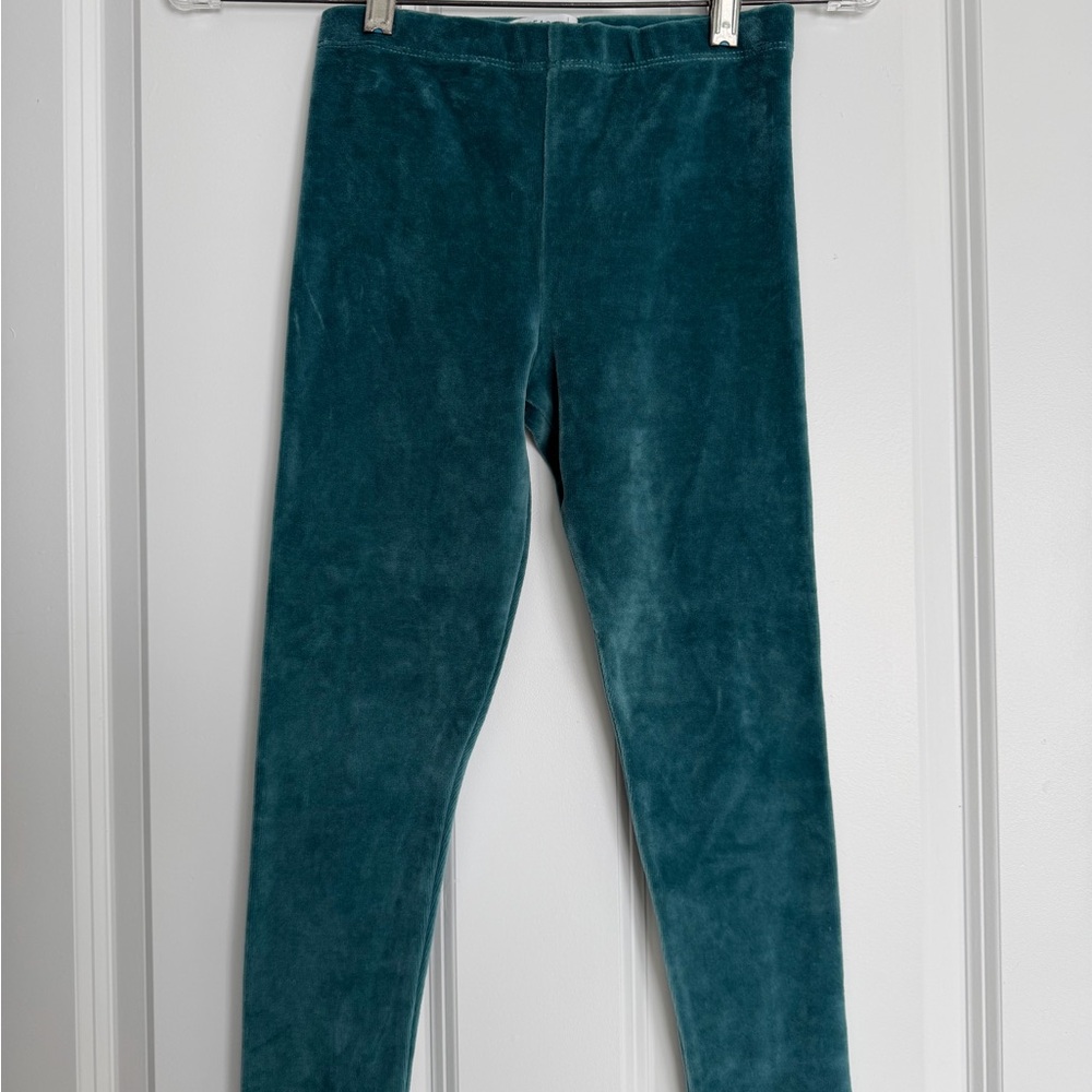 Teal Velour Kids Leggings